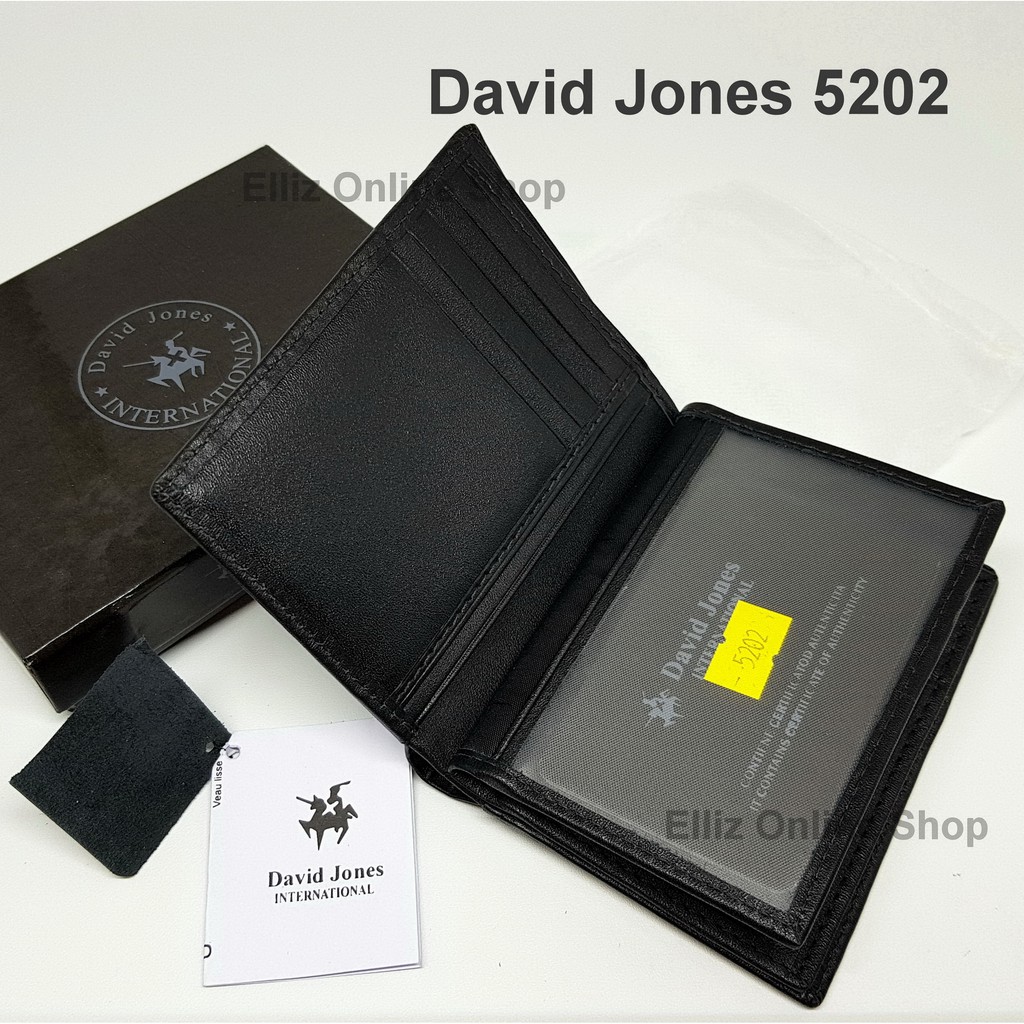 Dompet Pria David Jones 5202 Black - Berdiri - Kulit Import - 16 Card