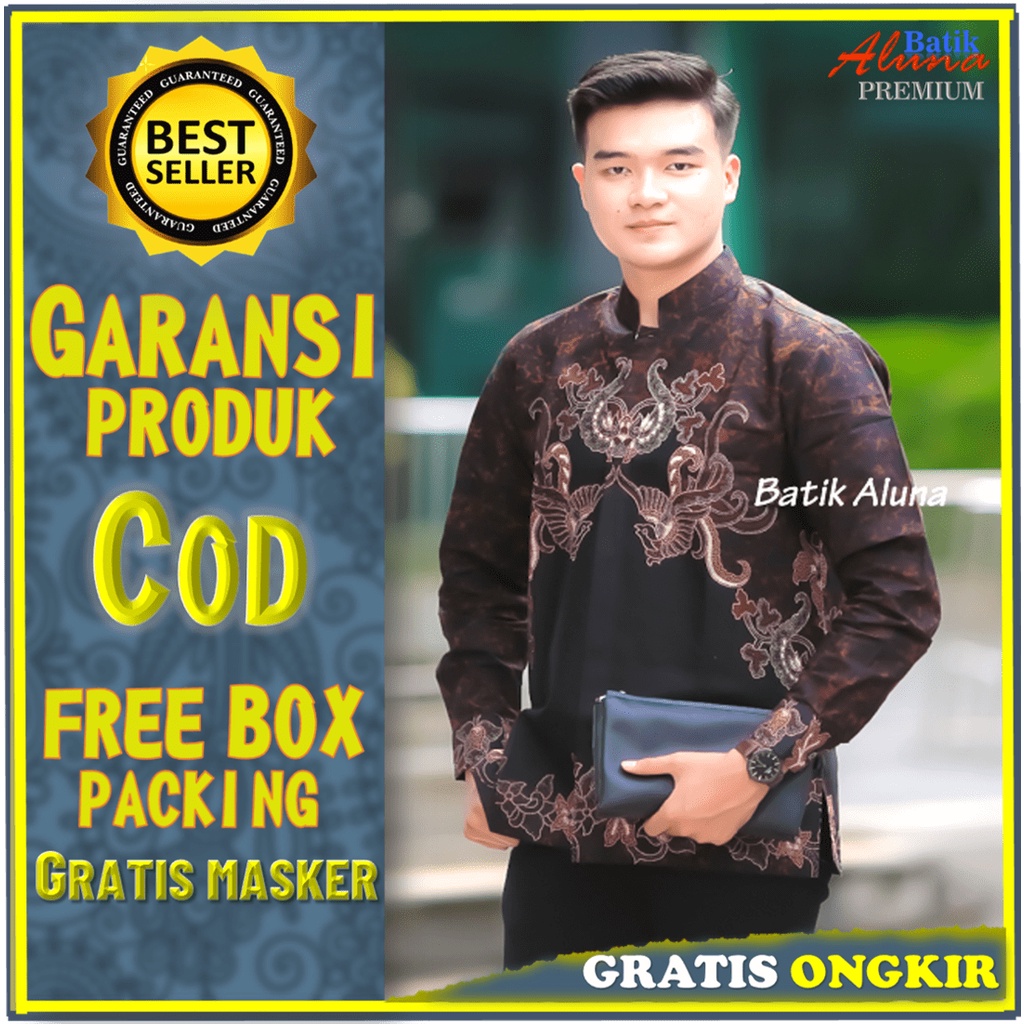 Baju Koko Muslim Pria Lengan Panjang Premium Batik Cowok Modern/Batik Danar Hadi Pria Lengan Panjang