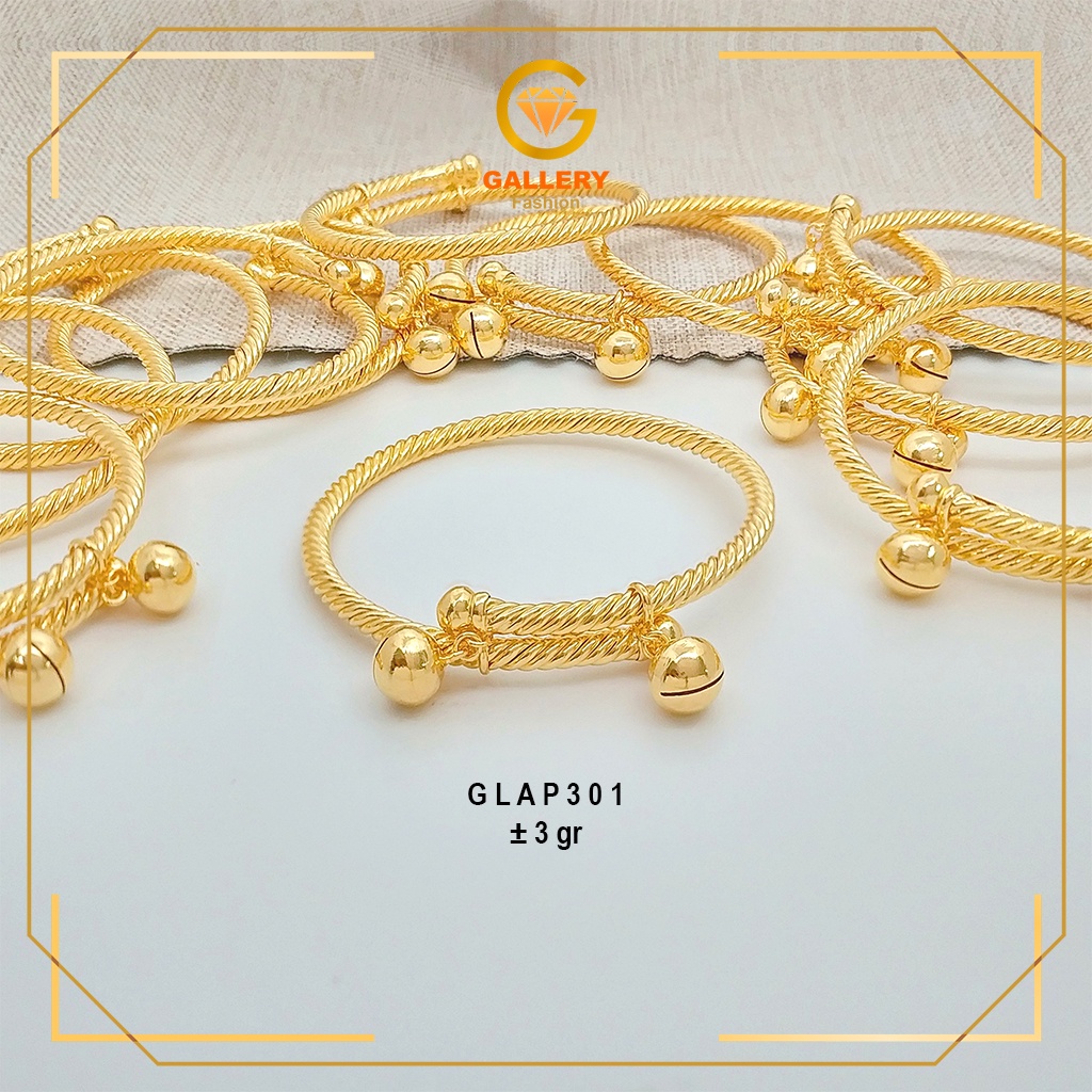 GELANG BANGLE ANAK BAYI EMAS ASLI KADAR 8K atau 375 DAN 16K atau 700 KODE GLAP301 MODEL LILIT PLINTI