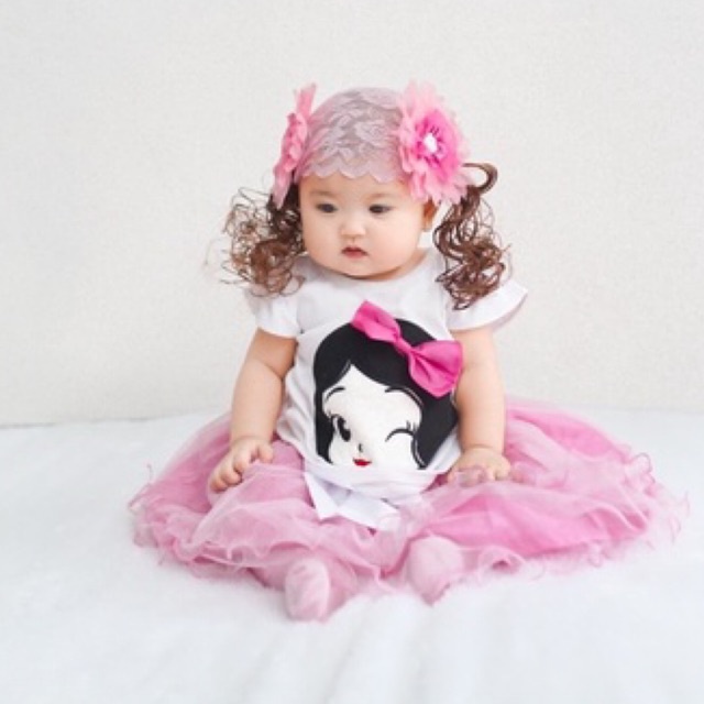 setelan anak perempuan bayi kaos rok perempuan 0 6 12 bulan tsum tsum tutu set SNOW WHITE princess baju anak perempuan