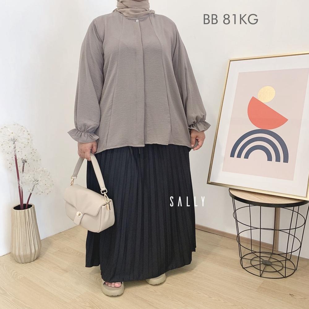 KMN.233937 ◦ Anona crinkle airflow blouse wanita busui full kancing / oversized