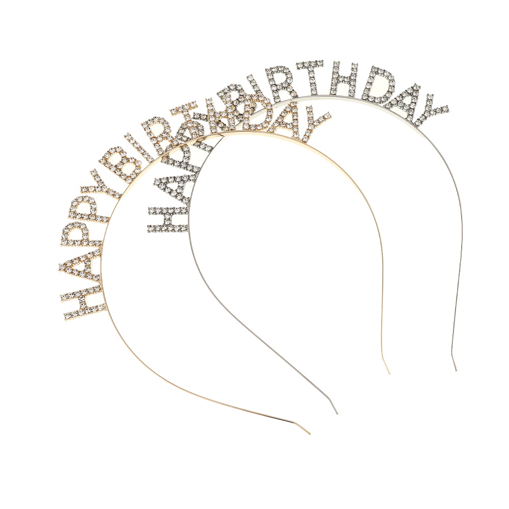 Bando Motif Tulisan Aksen Berlian Imitasi Bahan Alloy Untuk Aksesoris Rambut Wanita