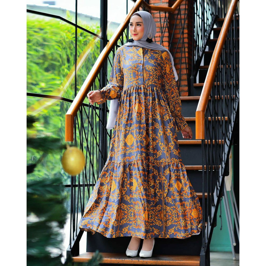 Baju Muslim Perempuan Bahan Katun Rayon/Gamis Wanita Rok Lebar Maxy Cantika Sultan