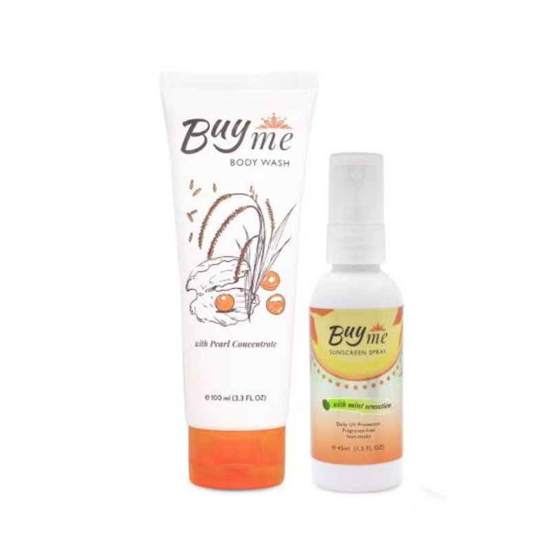 PAKET PEMUTIH BADAN BUYME - BUY ME SUNCREEN SPRAY + BODY WASH MEMUTIHKAN KULIT SELURUH TUBUH