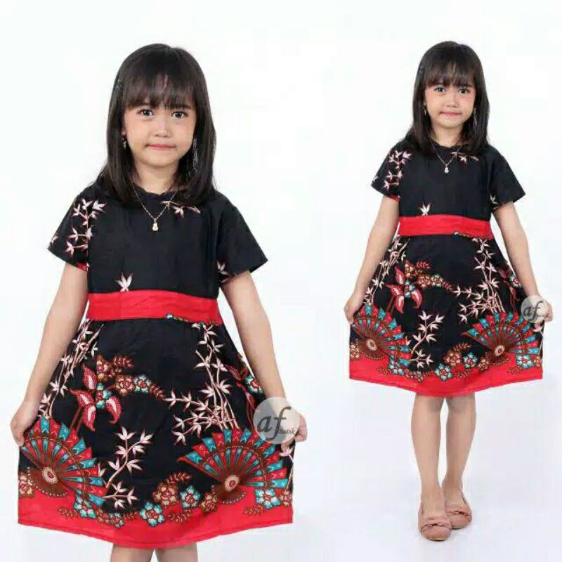 Dress batik Anak usia 2 sampai 9 Tahun - Motif batik bervariasi - batik Anak Harga ecer bisa COD