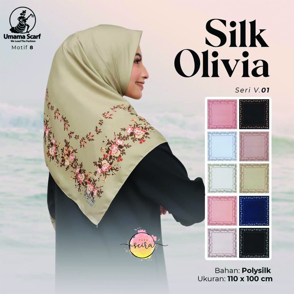 [BISA COD] Umama Kerudung / Hijab Silk Olivia Motif (Bisa Pilih Motif)-A8