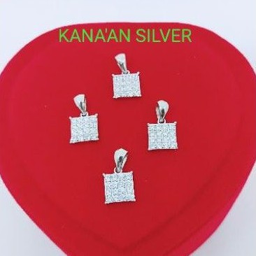 Ay00 Liontin kotak/buah kalung kotak mata putih kilau full perak 925/Silver lapisan emas putih