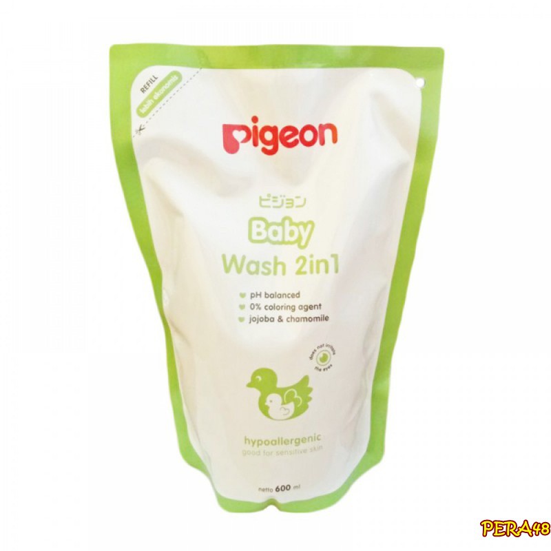 PERA48 PIGEON BABY WASH 2 IN 1 HAIR &amp; BODY 600ml / PIGEON LIQUID SOAP 400ML