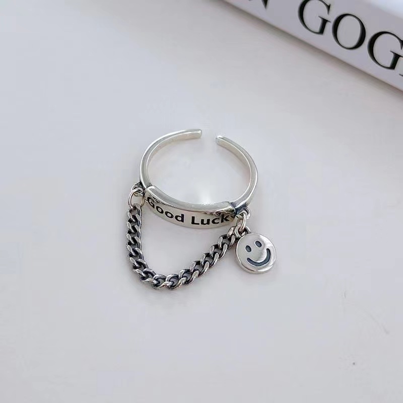 IFYOU Cincin Silver Desain Smiley Untuk Wanita