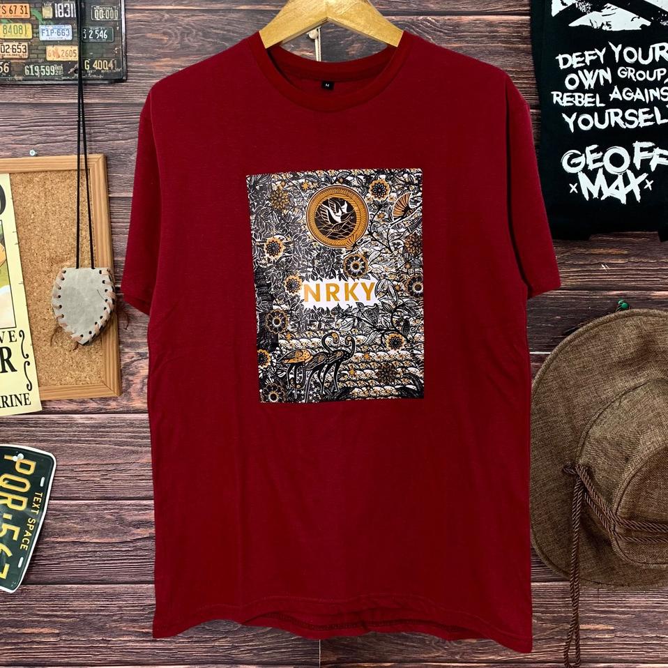 Oke Price.. kaos distro pria NRKY BATIK ready size M L XL baju kaos cowok atasan pria