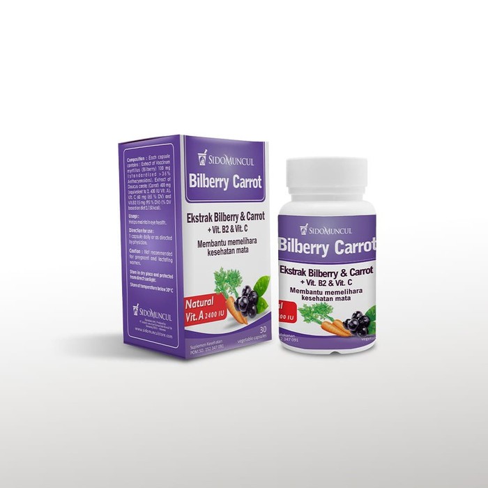 SidoMuncul Bilberry Carrot VitB2 dan Vit C 30 Kapsul Sido Muncul Bilbery Carot Kesehatan Mata Vitami