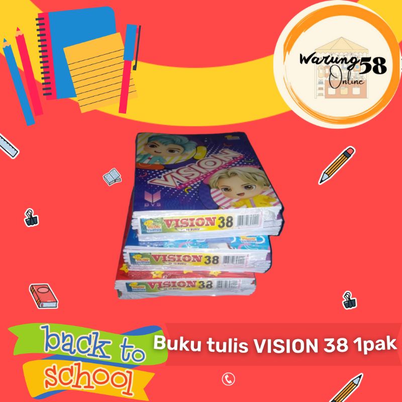 Buku Tulis VISION (1 pack/ 10 buku) 38 lembar