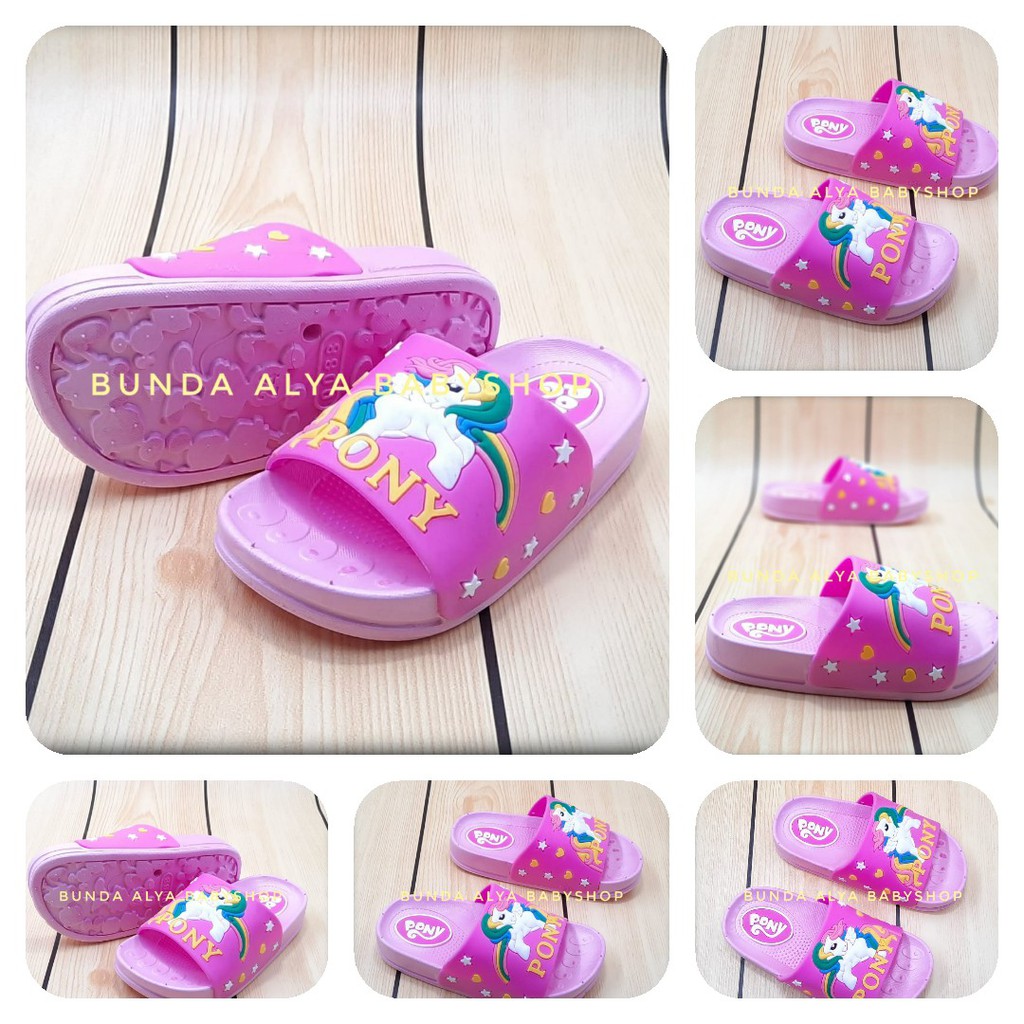 Sendal Anak Perempuan Karet Usia 5 Tahunan IMPORT Unicorn - Sandal Anak Harian Anti Licin PINK 33