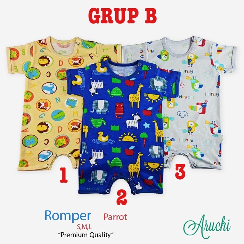 Aruchi Romper Bayi (1pcs/pack) / Jumper Segiempat Bayi Anak SML