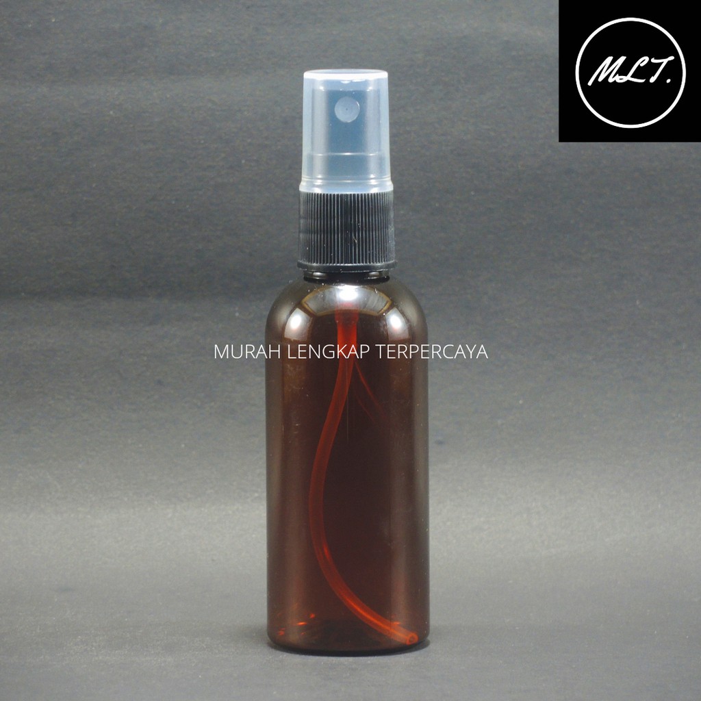 BOTOL PLASTIK BR 60ML AMBER COKLAT SPRAY SEMPROT HITAM