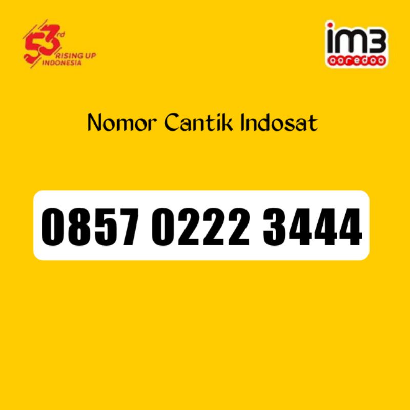 Nomer Nomor Cantik Indosat Im3 Mentari 4G LTE Double Triple Naik 0222 3444 Super