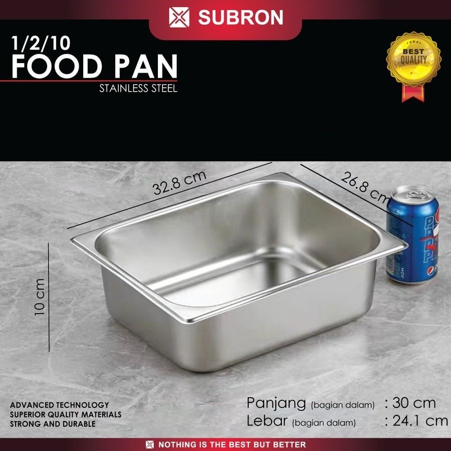 Subron Food Pan 1/2/10 Ukuran 27x33x10 cm Wadah Saji Stainless Steel