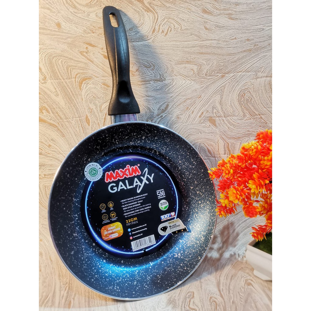 Maxim Wajan Anti Lengket Galaxy 22cm | Teflon Frypan Penggorengan Pan Set Hitam Biru