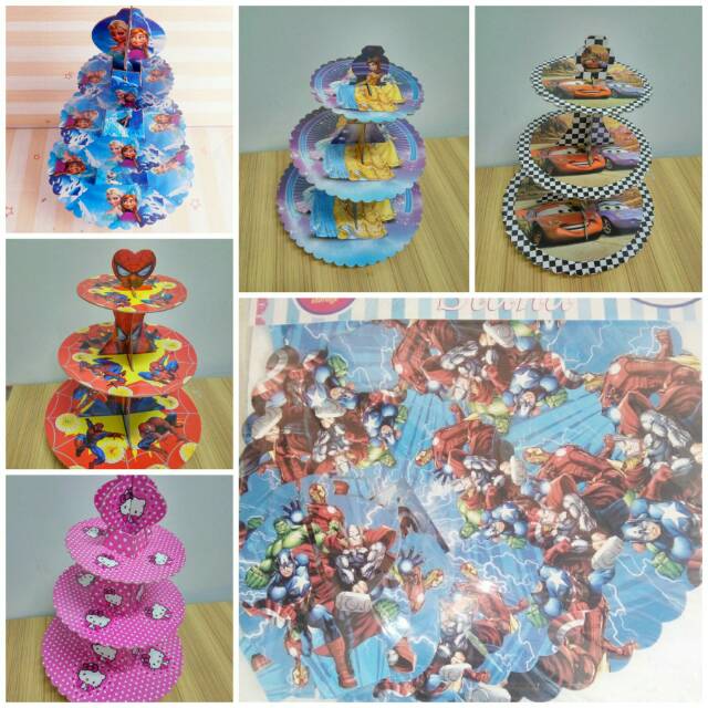 Stand cake karakter / tatakan kue cupcake/ cupcake tier / standing cake