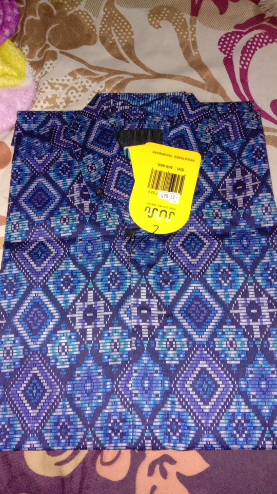 Credomenstore Kemeja Batik Pria Lengan Panjang Hitam Full Motif Hijau Tosca