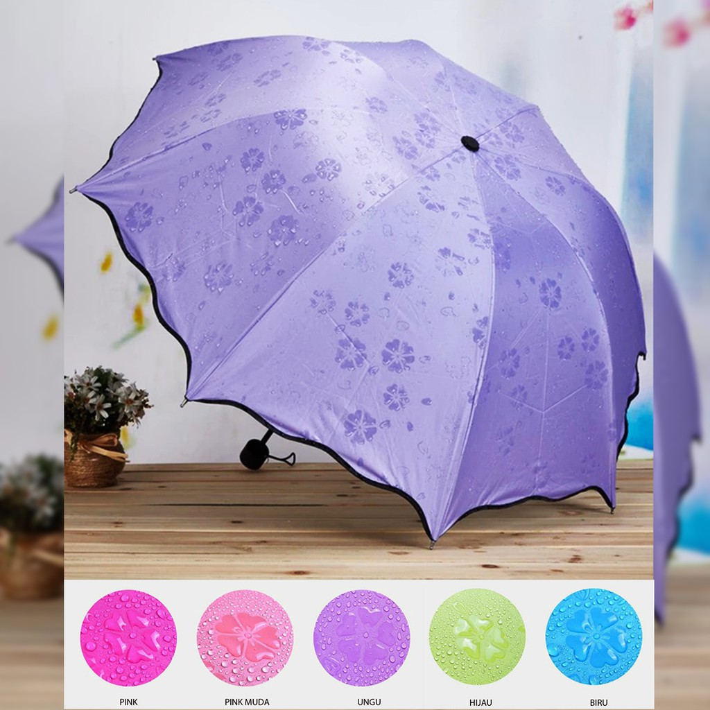 Payung Lipat 3D Magic Umbrella Dimensi Lapisan Hitam ANTI UV