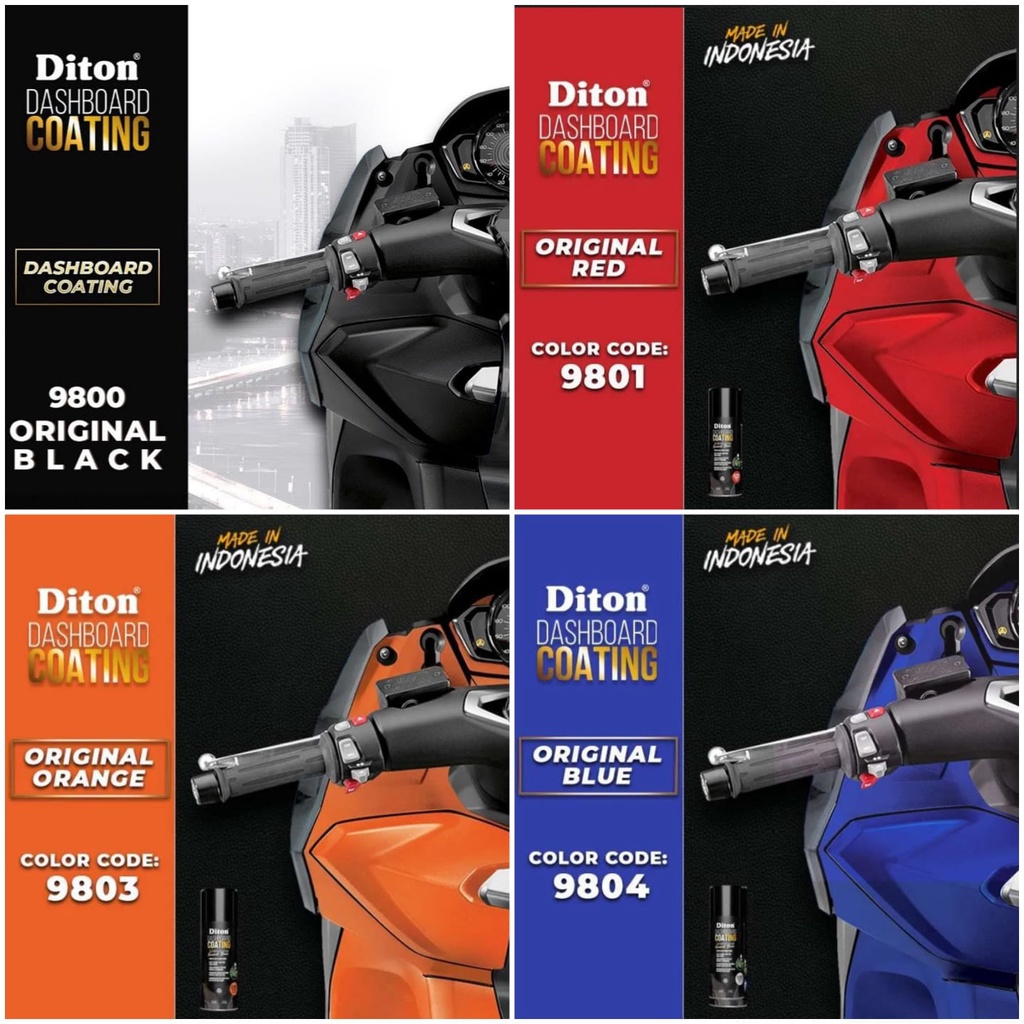 DITON Premium Dashboard Coating Pengkilap Motor dan Mobil - Kilap Seperti Baru (Original Black 9800 Original Red 9801 Original Yellow 9802 Original Orange 9803 Original Blue 9804 Original Grey 9805 Original Maroon 9806 Original Brown 9807 (400cc)