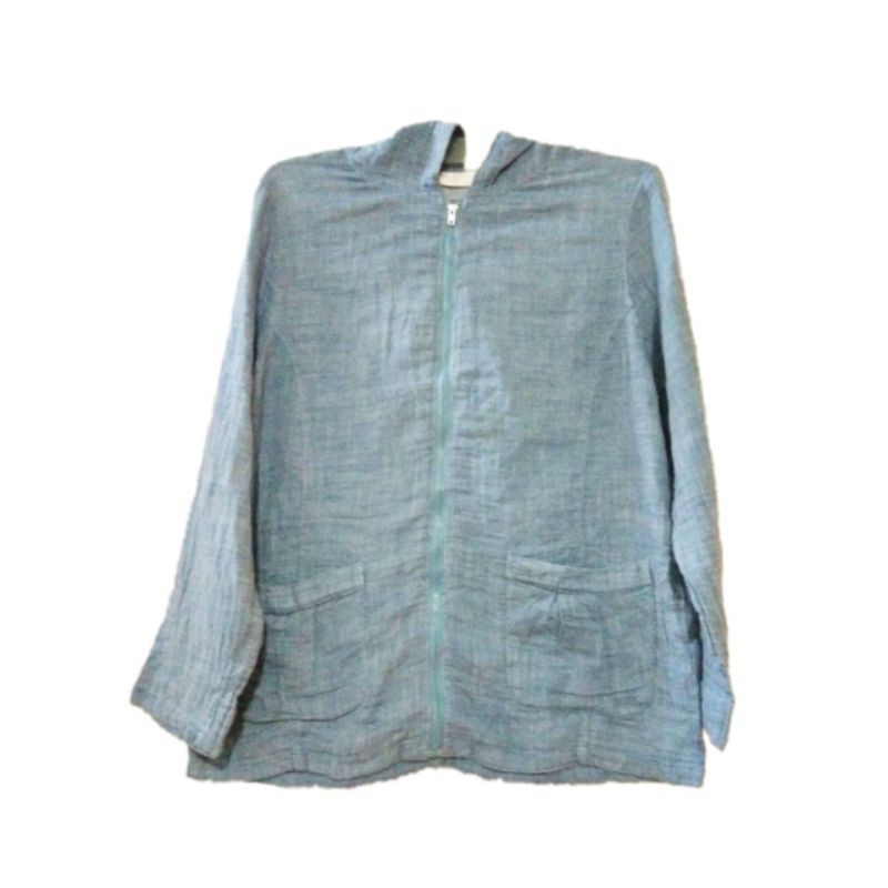 jaket Hoodie Zipper Wanita Blue CLEO SUN Import Branded Jaket Kaos Cewek