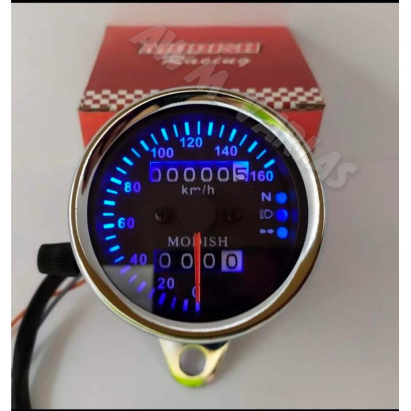 Speedometer bulat kilometer LED plus indikator sein motor universal