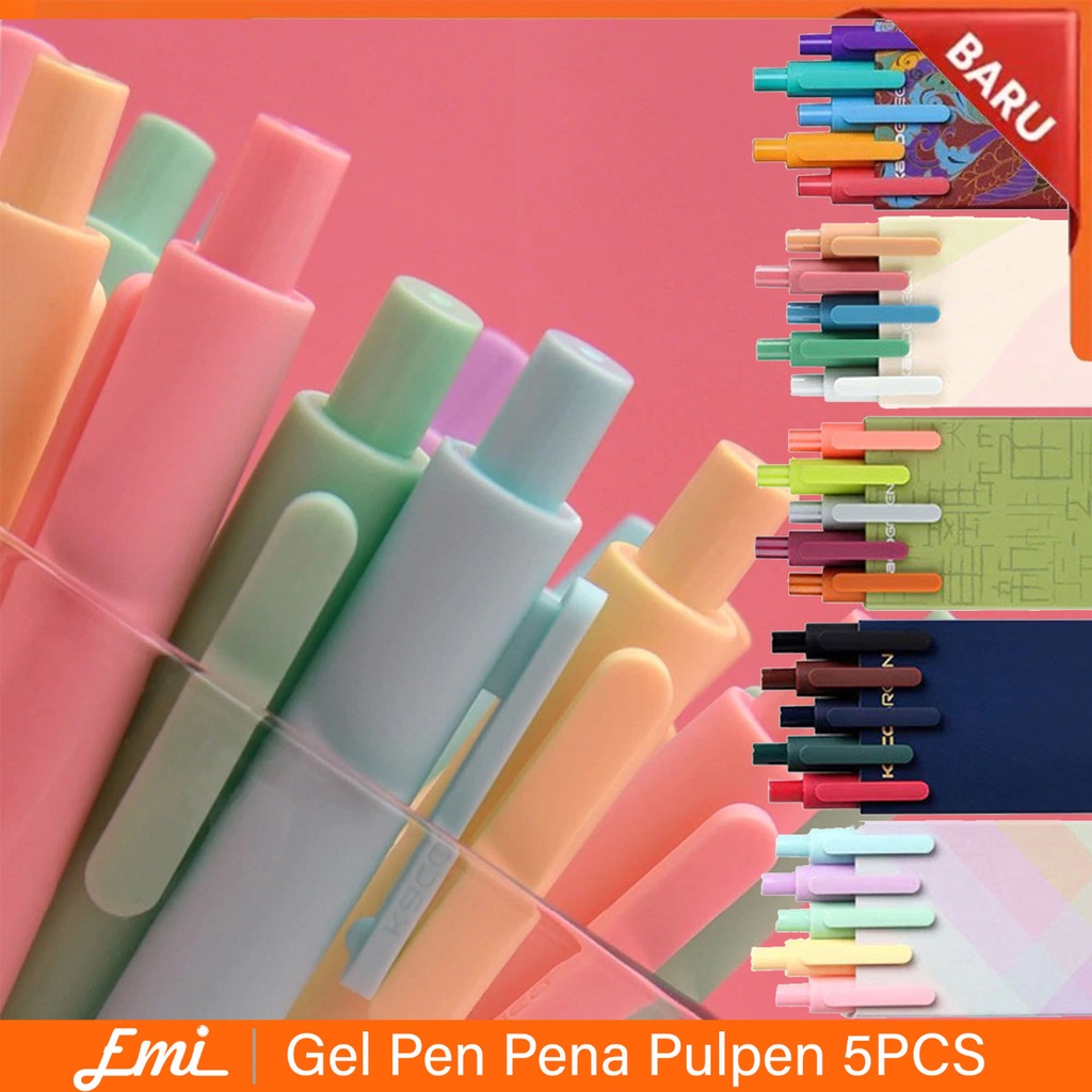 KACO PURE Gel Pen Pena Pulpen Bolpoin 0.5mm 5 PCS (Colorful Ink)