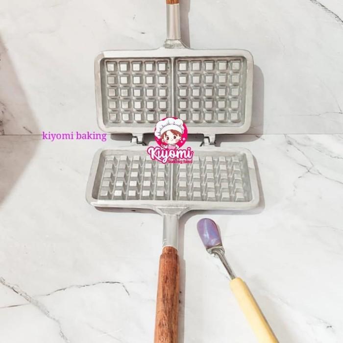Hacer | Cetakan Waffle Croffle Single Kompor Besi Cor Anti Lengket Bonus Sutil