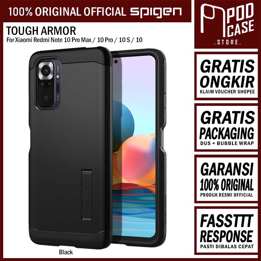 Case Spigen Tough Armor Xiaomi Redmi Note 10 Pro Max / 10 Pro / 10S Anti Shock Hardcase Casing