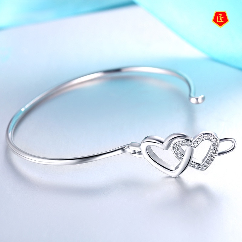 [Ready Stock]Fashion Elegant Heart-Shaped Silver Bracelet