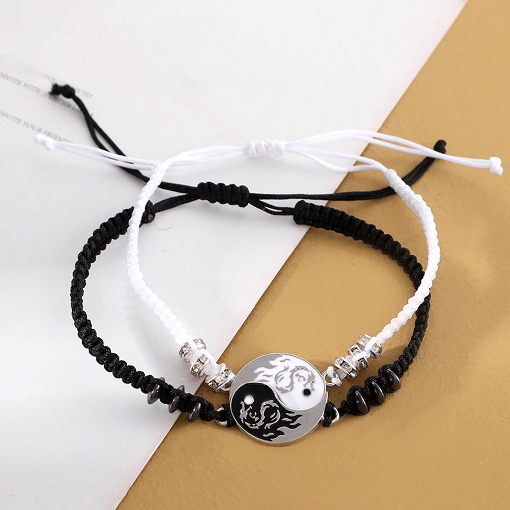 Hu Hu Hu Hu Hu Alat Bantu Pasang Kacamata♡ Gelang Tangan Tali Adjustable Motif Tai Chi Gaya Etnik Retro Untuk Pasangan / Pria / Wanita