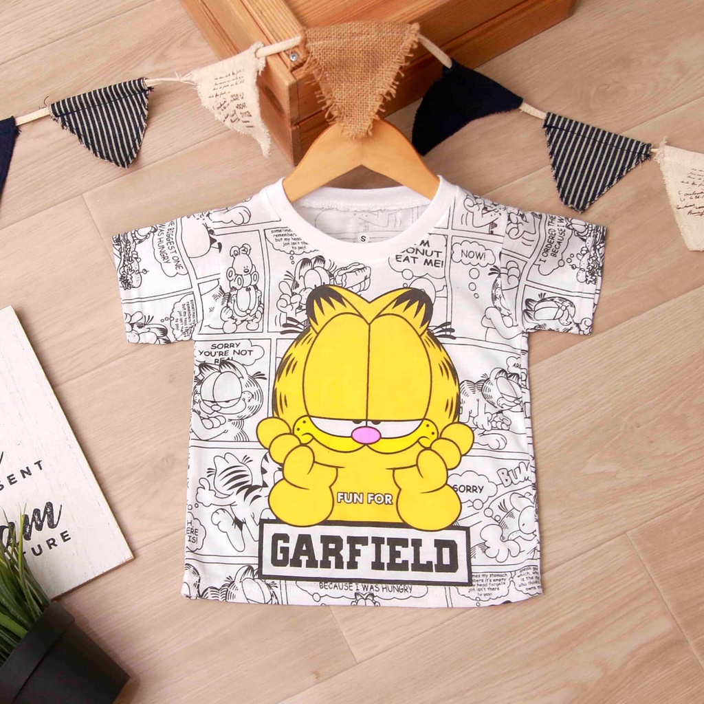 Jikialiang - KAOS ANAK LAKI LAKI &amp; PEREMPUAN USIA 1-8 TAHUN GAMBAR GARFIELD