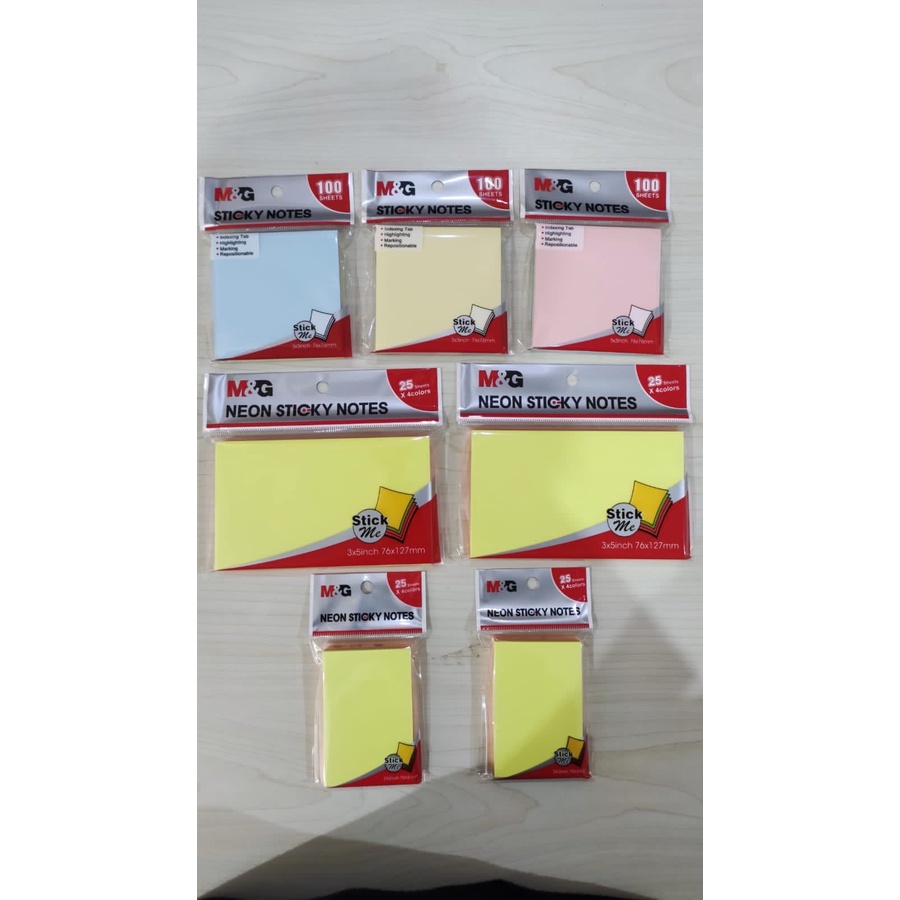 

M&G STICKY NOTES POST IT NEON STICK NOTES MEMO TEMPEL ISI 100 SHEETS