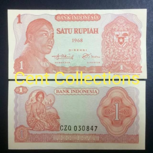1 Lembar 1 Rupiah Sudirman Tahun 1968 / Uang Kuno Indonesia / Koleksi