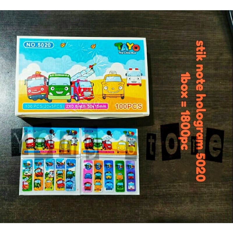 

Pembatas buku hologram / stick notes fancy / bookmark tayo murah / stickey note (1set=100pcs) grosir