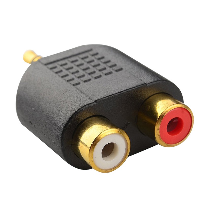 (Ele) 1pc Adapter Jack Audio Stereo Male Ke 2 Rca Female Y 3.5mm Lapis Emas