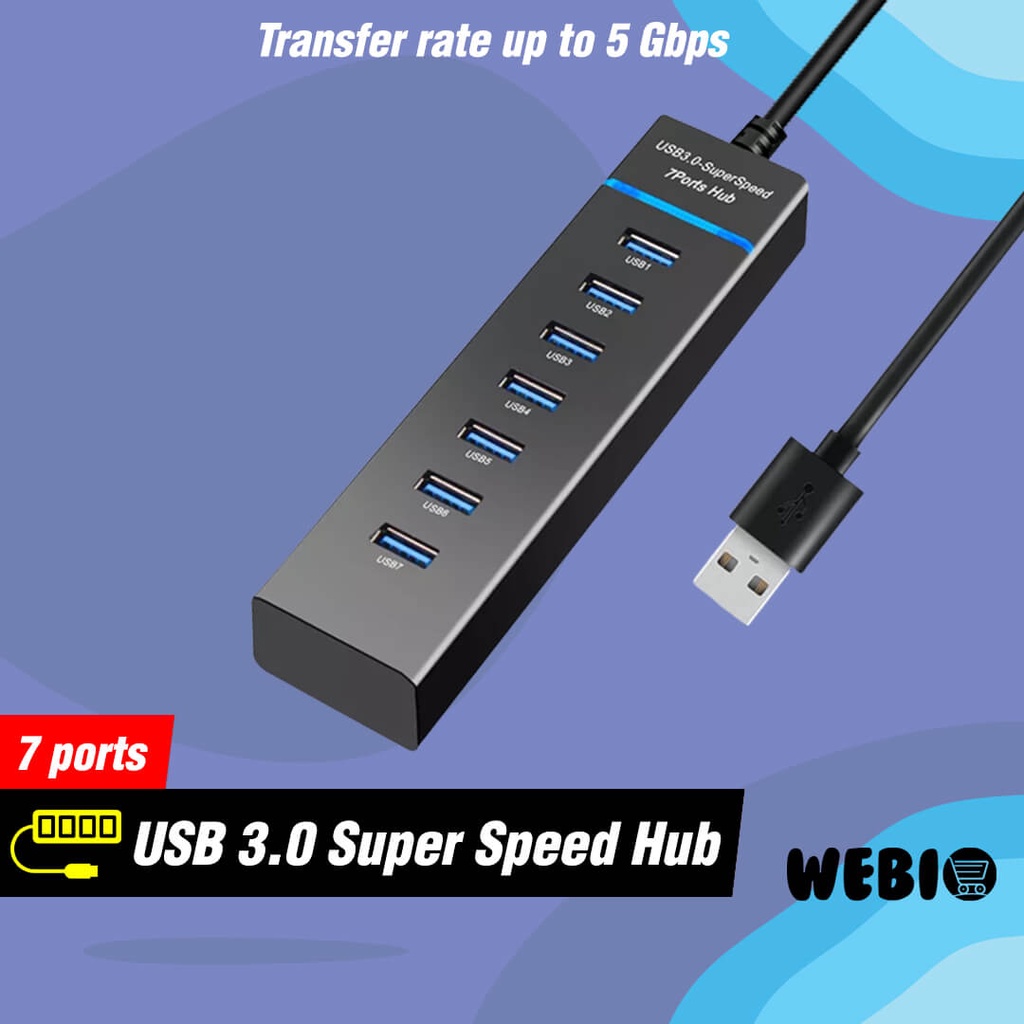 USB Hub 3.0 High Speed 7 Port Colokan USB3.0 Laptop PC Komputer