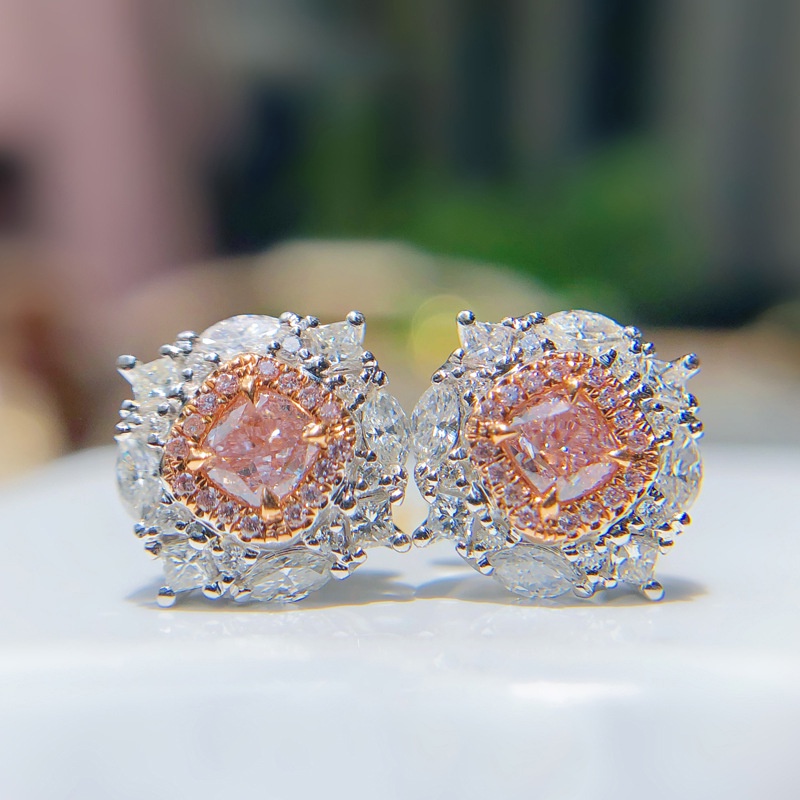 Fashion Inlaid Pink Diamond Vintage Luxury Ear Studs Earrings