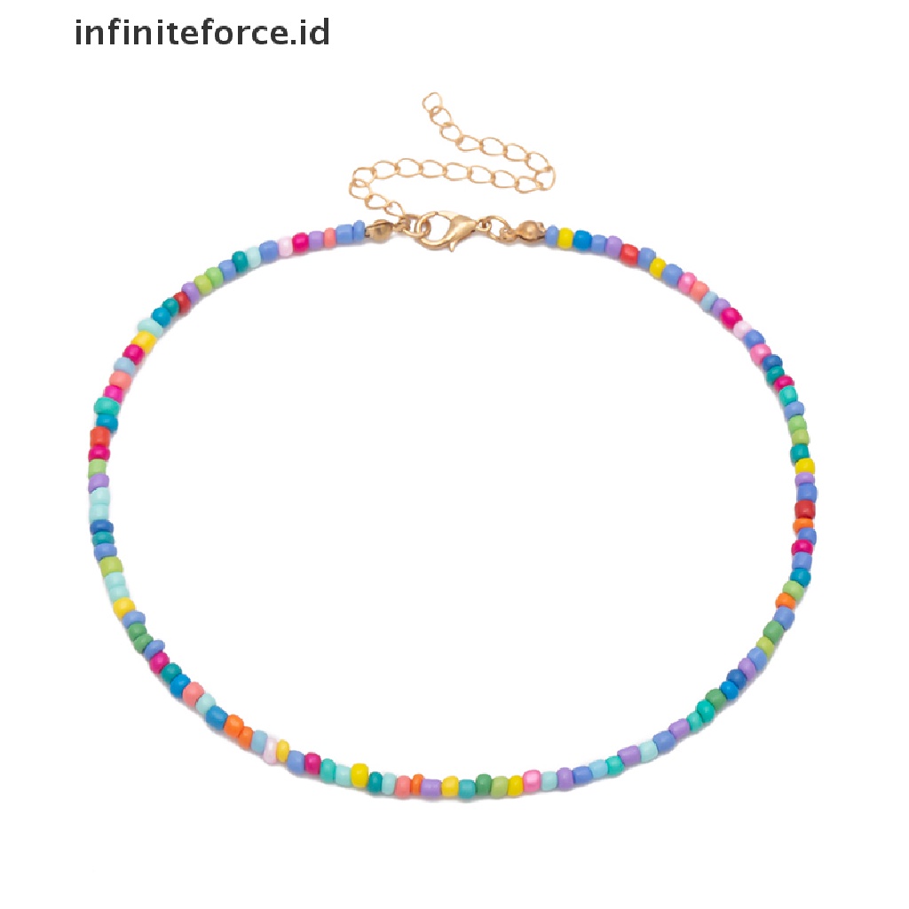 Kalung Choker Manik-Manik Warna-Warni Gaya Bohemia