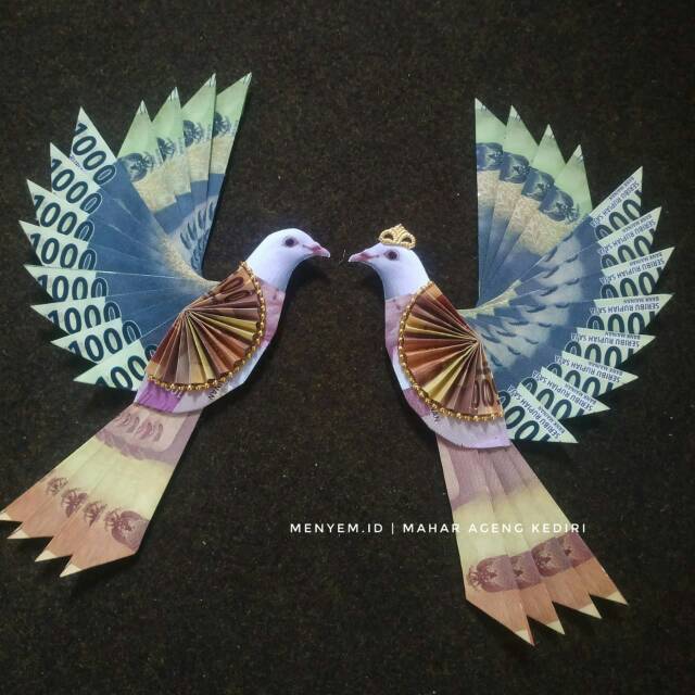 Mahar Burung merpati bahan hiasan mahar uang / mahar burung merpati