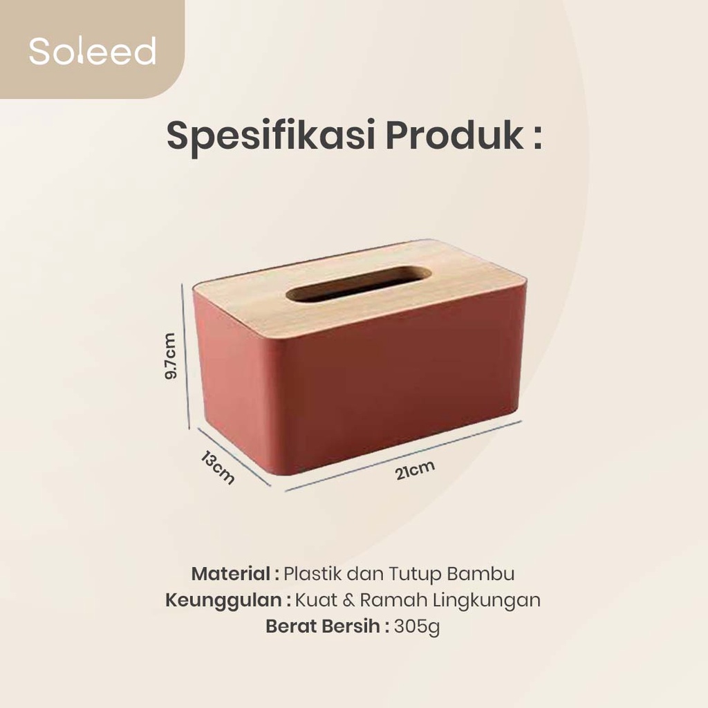 TEMPAT KOTAK TISU BOX TISSUE TUTUP BAMBU MODEL SCANDINAVIAN