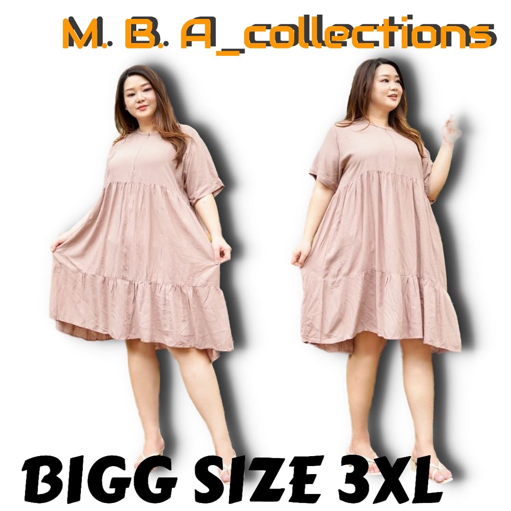 Dyana Dress Jumbo Wanita Baju Dress Susun Bigg Size 3XL Bahan Rayon Super Jumbo BISA COD