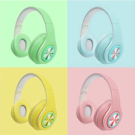 BRY11 / / Headset Bluetooth Bando P39/ B39 Macaron Headphone Tws Nirkabel, Headset Lipat Macaron LED Peredam Bising HIFI Stereo