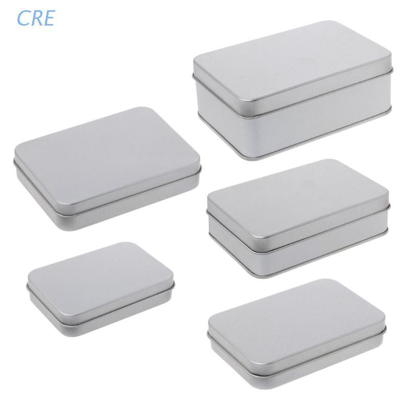 CRE  Small Metal Tin Silver Storage Box Case Organizer For Money Coin Candy Key