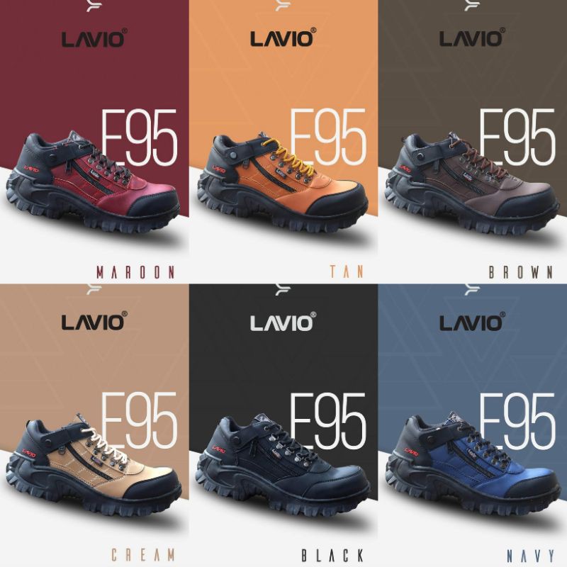 Lavio E95 Sepatu Safety Ujung Besi Pria Original Kulit Sintetis Premium