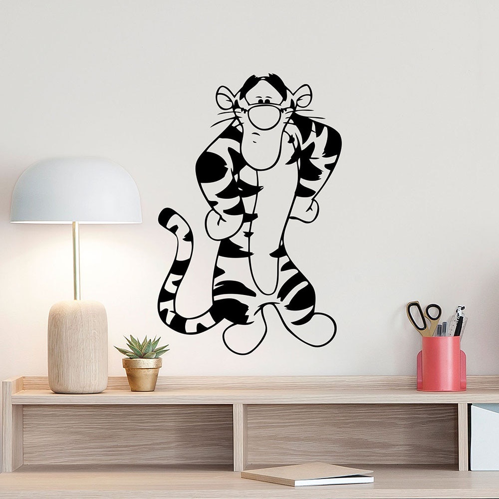 Stiker Dinding Kamar Tidur Anak Cartoon Tiger Wall Decal Walt Door Window Vinyl Stickers Kids Childr