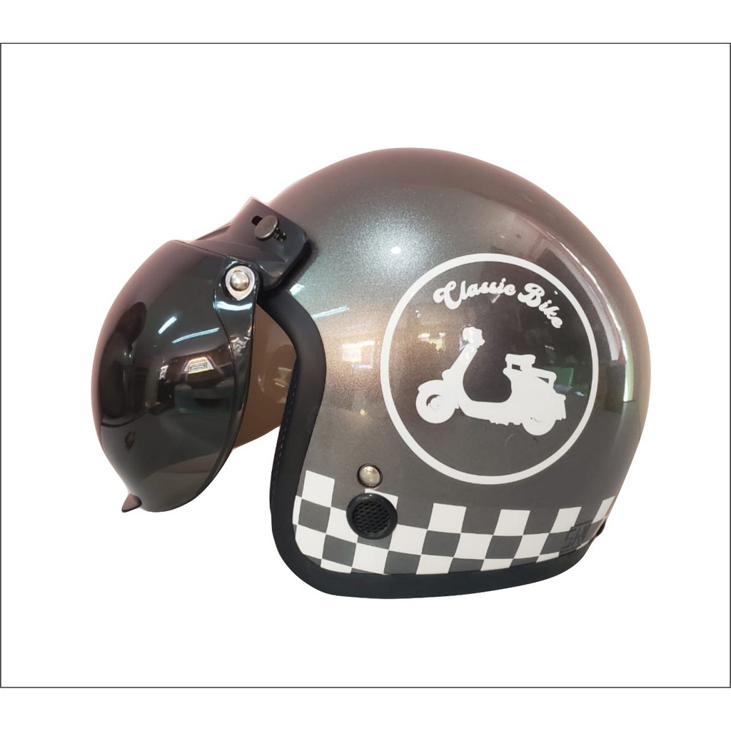 Helm Bogo Retro Igloo Motif Campur + Kaca Helm