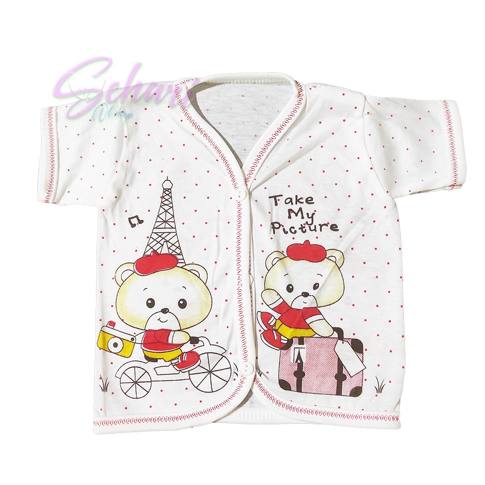 4 pcs ATASAN PENDEK BAYI 0-3 BULAN MOTIF ONDE MENARA SNI